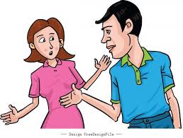 Couple discussion cartoon illustration vector free download